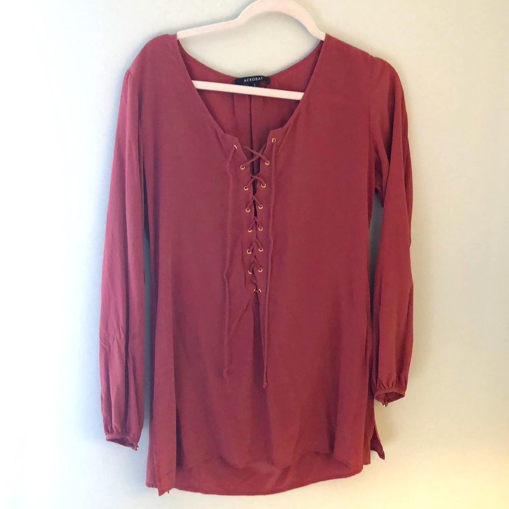 Silk lace up blouse